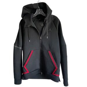 Jordan Tech Fleece Hoodie Black Red Gray Large‎ Jumpman Zip Athletic Streetwear